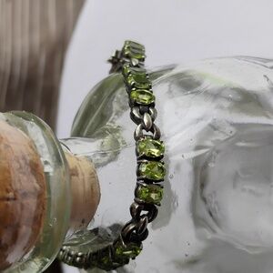 925 Sterling Green Peridot Tennis Bracelet 7.5"  BgJ